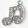 Zinc Alloy Charm/Pendant with Crystal, 28x33mm, Sold by PC