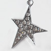 Zinc Alloy Charm/Pendant with Crystal, Star, 40x48mm, Sold by PC