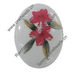 Resin Cabochons, No-Hole Jewelry findings, Flat Oval 25x35mm, Sold by Bag