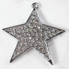 Zinc Alloy Charm/Pendant with Crystal, Star, 45x47mm, Sold by PC