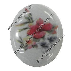 Resin Cabochons, No-Hole Jewelry findings, Flat Oval 25x35mm, Sold by Bag