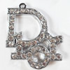 Zinc Alloy Charm/Pendant with Crystal, 42x52mm, Sold by PC