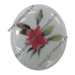 Resin Cabochons, No-Hole Jewelry findings, Flat Oval 38x53mm, Sold by Bag