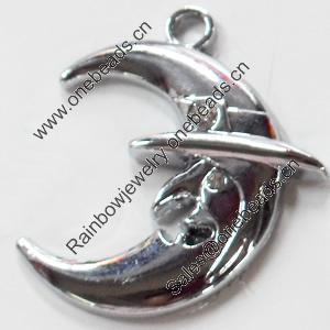Zinc Alloy Charm/Pendant with Crystal, Moon, 31x34mm, Sold by PC