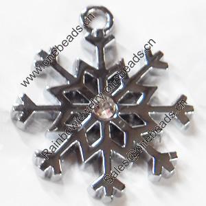 Zinc Alloy Charm/Pendant with Crystal, Snow, 32x40mm, Sold by PC