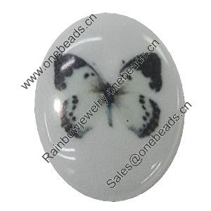 Resin Cabochons, No-Hole Jewelry findings, Flat Oval 25x35mm, Sold by Bag