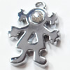 Zinc Alloy Charm/Pendant with Crystal, 27x35mm, Sold by PC