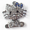 Zinc Alloy Charm/Pendant with Crystal, Cat, 25x28mm, Sold by PC