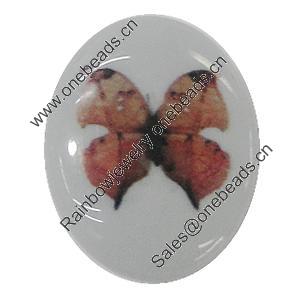 Resin Cabochons, No-Hole Jewelry findings, Flat Oval 25x35mm, Sold by Bag