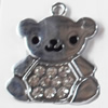 Zinc Alloy Charm/Pendant with Crystal, Bear, 30x33mm, Sold by PC