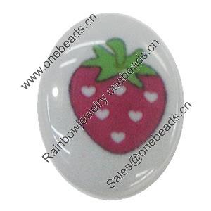 Resin Cabochons, No-Hole Jewelry findings, Flat Oval 25x35mm, Sold by Bag