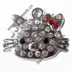Zinc Alloy Charm/Pendant with Crystal, 32x28mm, Sold by PC