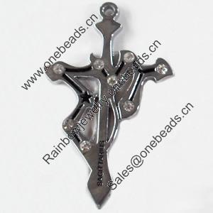 Zinc Alloy Charm/Pendant with Crystal, 30x49mm, Sold by PC