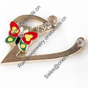 Zinc Alloy Charm/Pendant with Crystal, 27x33mm, Sold by PC