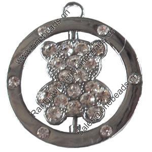 Zinc Alloy Charm/Pendant with Crystal, 37x42mm, Sold by PC