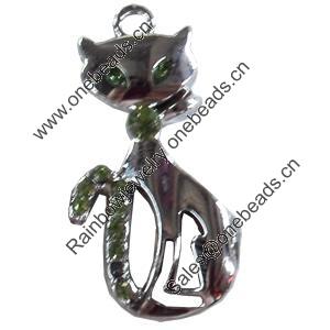 Zinc Alloy Charm/Pendant with Crystal, 22x47mm, Sold by PC