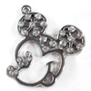 Zinc Alloy Charm/Pendant with Crystal, 40x43mm, Sold by PC