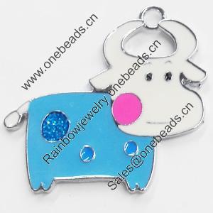 Zinc Alloy Enamel Pendant, Cow, 40x38mm, Sold by PC