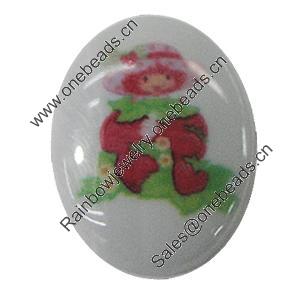 Resin Cabochons, No-Hole Jewelry findings, Flat Oval 38x53mm, Sold by Bag