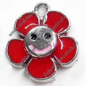 Zinc Alloy Enamel Pendant, Flower, 16x18mm, Sold by PC