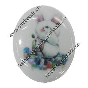 Resin Cabochons, No-Hole Jewelry findings, Flat Oval 25x35mm, Sold by Bag