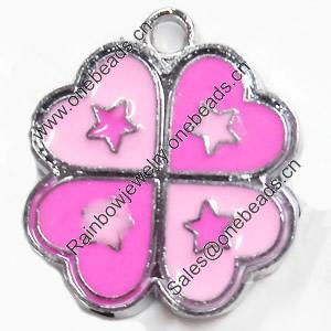 Zinc Alloy Enamel Pendant, Flower, 17x20mm, Sold by PC