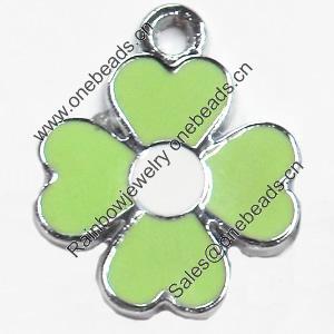 Zinc Alloy Enamel Pendant, Flower, 18x22mm, Sold by PC