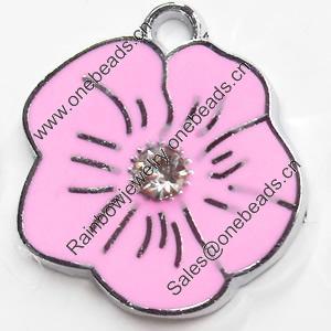 Zinc Alloy Enamel Pendant, Flower, 22x24mm, Sold by PC