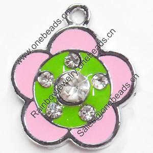 Zinc Alloy Enamel Pendant, Flower, 20x24mm, Sold by PC