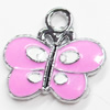 Zinc Alloy Enamel Pendant, Butterfly, 18x17mm, Sold by PC