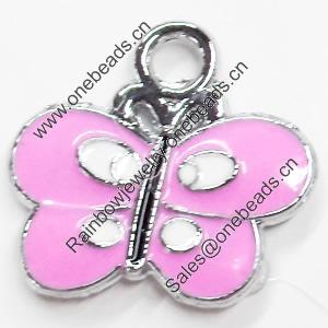 Zinc Alloy Enamel Pendant, Butterfly, 18x17mm, Sold by PC