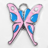 Zinc Alloy Enamel Pendant, Butterfly, 19x21mm, Sold by PC