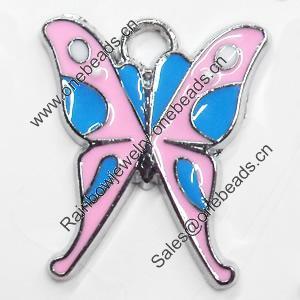 Zinc Alloy Enamel Pendant, Butterfly, 19x21mm, Sold by PC