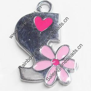 Zinc Alloy Enamel Pendant, 28x41mm, Sold by PC