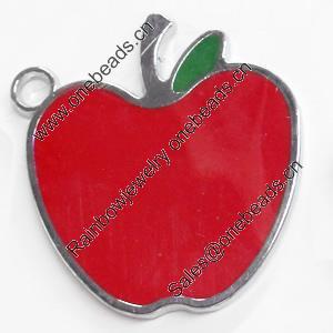Zinc Alloy Enamel Pendant, apple, 40x45mm, Sold by PC
