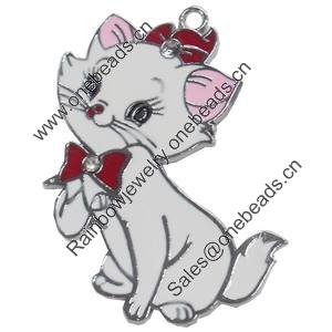 Zinc Alloy Enamel Pendant, Cat, 40x58mm, Sold by PC