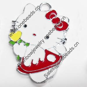 Zinc Alloy Enamel Pendant, Cat, 32x48mm, Sold by PC