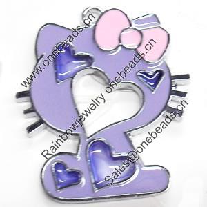 Zinc Alloy Enamel Pendant, Cat, 37x46mm, Sold by PC