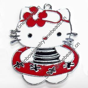 Zinc Alloy Enamel Pendant, Cat, 38x48mm, Sold by PC