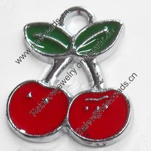 Zinc Alloy Enamel Pendant, cherry, 17x20mm, Sold by PC