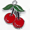 Zinc Alloy Enamel Pendant, cherry, 18x25mm, Sold by PC