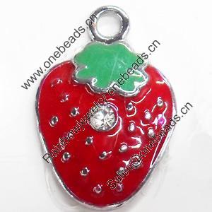 Zinc Alloy Enamel Pendant, Strawberry, 17x25mm, Sold by PC