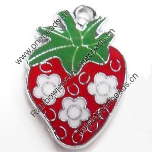 Zinc Alloy Enamel Pendant, Strawberry, 16x23mm, Sold by PC