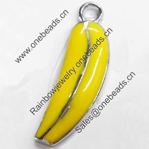 Zinc Alloy Enamel Pendant, banana, 8x26mm, Sold by PC