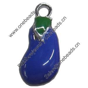 Zinc Alloy Enamel Pendant, eggplant, 10x21mm, Sold by PC