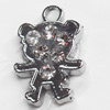 Zinc Alloy Charm/Pendant with Crystal, 12x16mm, Sold by PC