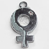 Zinc Alloy Charm/Pendant with Crystal, 15x25mm, Sold by PC