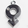 Zinc Alloy Charm/Pendant with Crystal, 15x25mm, Sold by PC