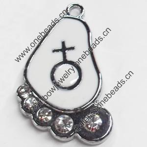 Zinc Alloy Charm/Pendant with Crystal, 21x32mm, Sold by PC