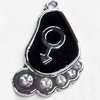 Zinc Alloy Charm/Pendant with Crystal, 21x32mm, Sold by PC